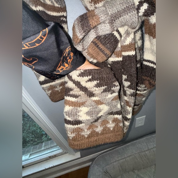 Ralph Lauren Southwestern Navajo 100% Wool Hand Knit Cardigan Waist Tie S/P Polo - Picture 5 of 11